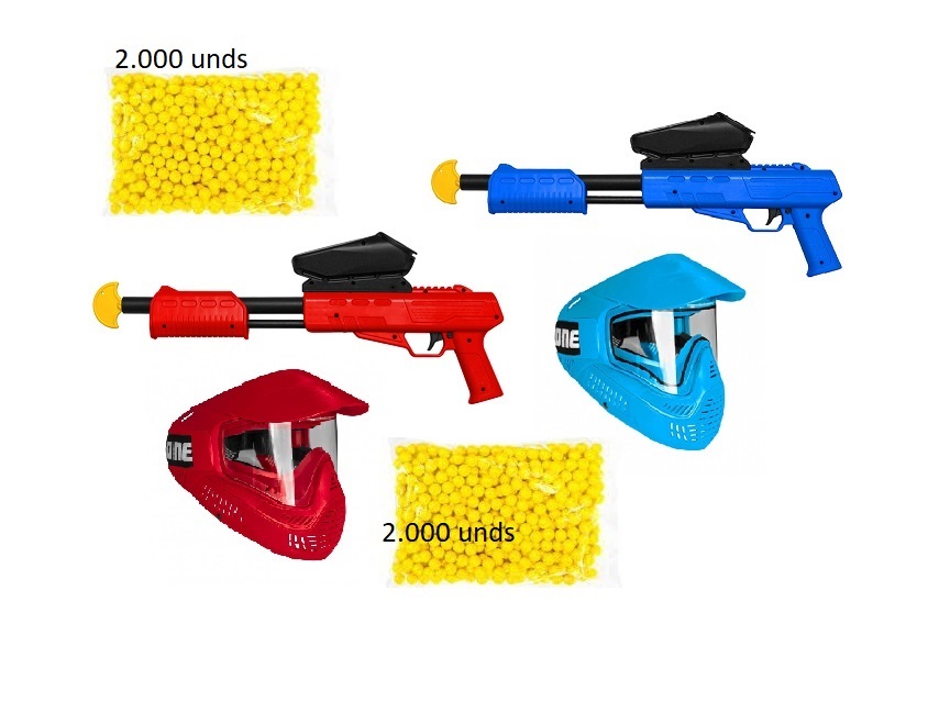 PACK DUPLO BLASTER PARA CRIANÇAS CAL .50 AZUL / VERMELHO - *Envio grátis ; 2 dias.